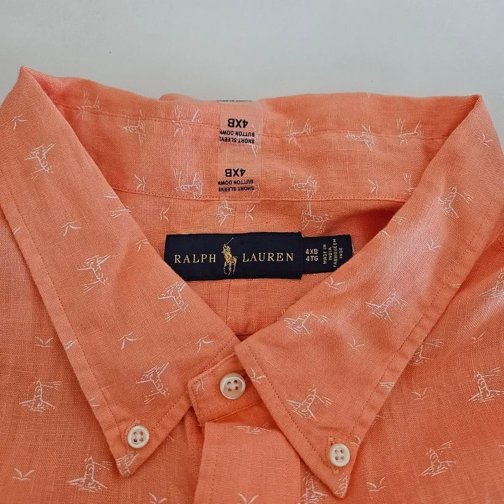 NWT Ralph Lauren Nautical Cotton Short Sleeve Button Down Lighthouse Men 4XB - Picture 7 of 9
